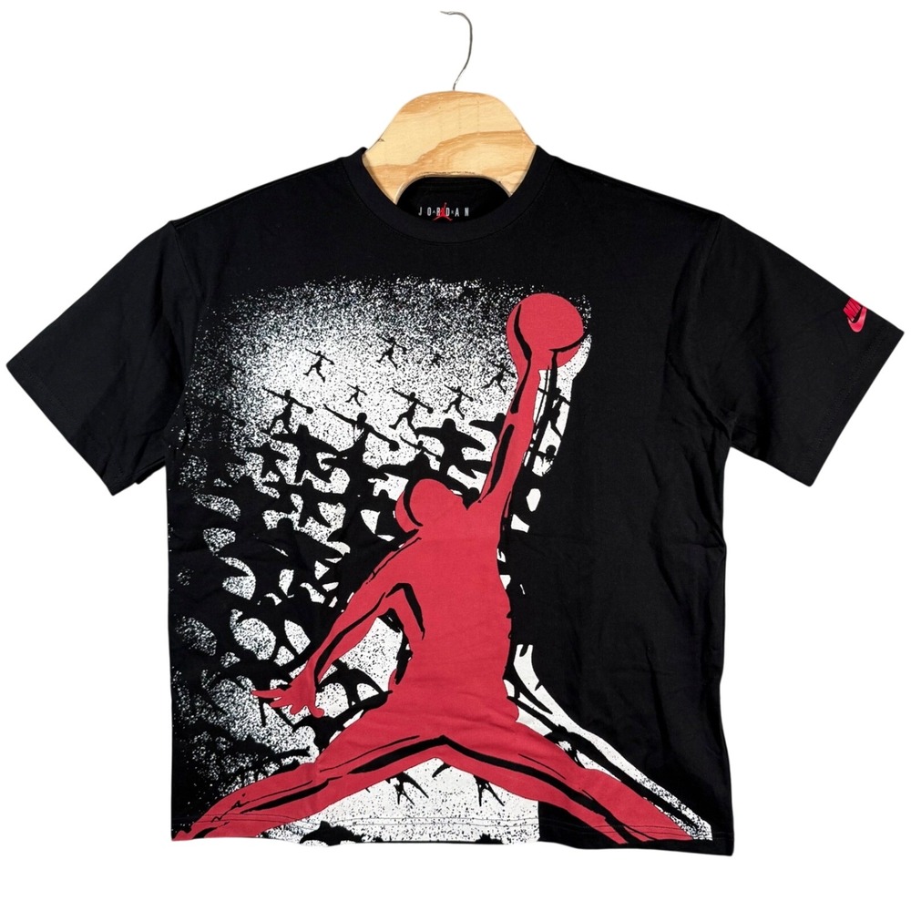 Jordan Jumpman Graphic T-Shirt Boys XL Black Red Short Sleeve Crew Neck‎ NEW